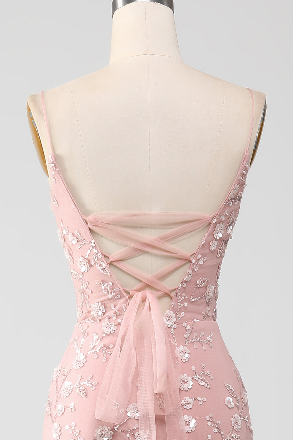 Mermiad Blush Spaghetti Straps Abito da ballo con applicazioni