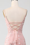 Mermiad Blush Spaghetti Straps Abito da ballo con applicazioni
