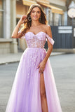 Off The Shoulder Lilla A-Line Corsetto Corsetto Prom Dress