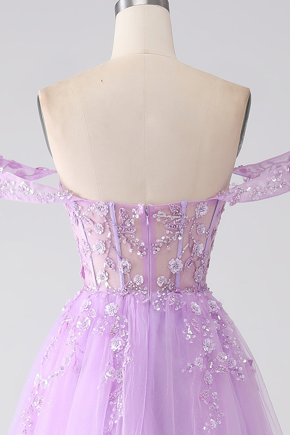Lilla A-Line Fuori dalla spalla Corsetto Abito da ballo