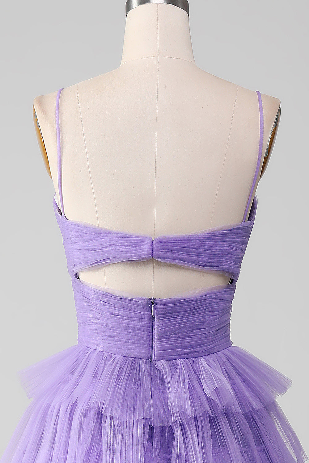Tulle viola A-Line Abito da ballo lungo a più livelli con fessura