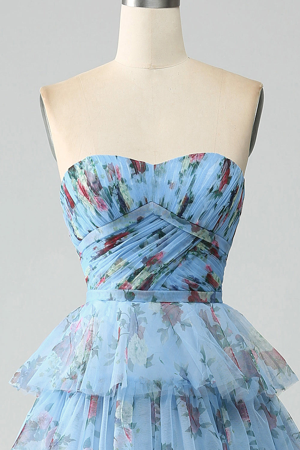 Splendido A Line Off the Shoulder Lavanda Stampato Abito Lungo Prom con Volant