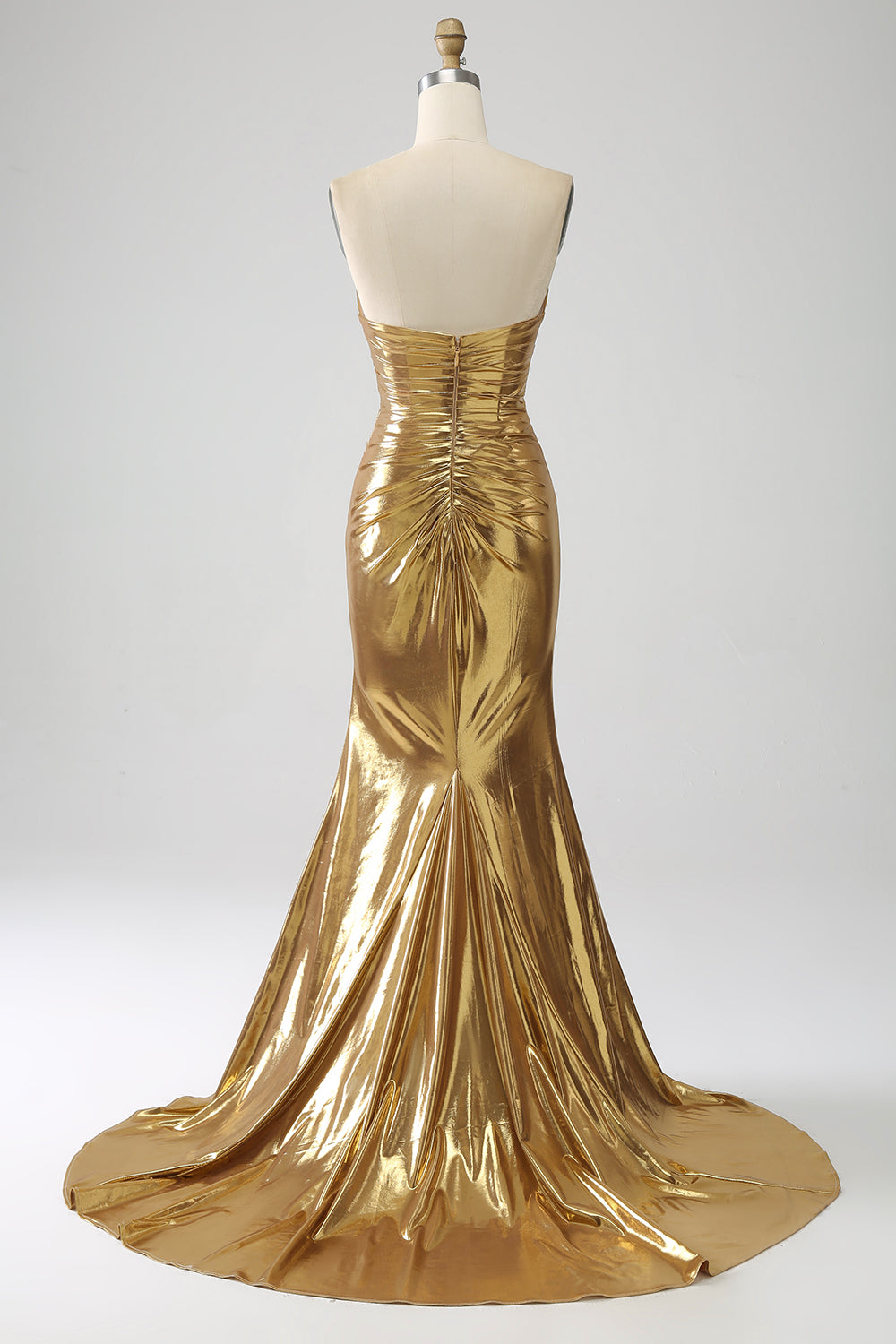 Golden Mermaid Abito da ballo lungo senza spalline con fessura