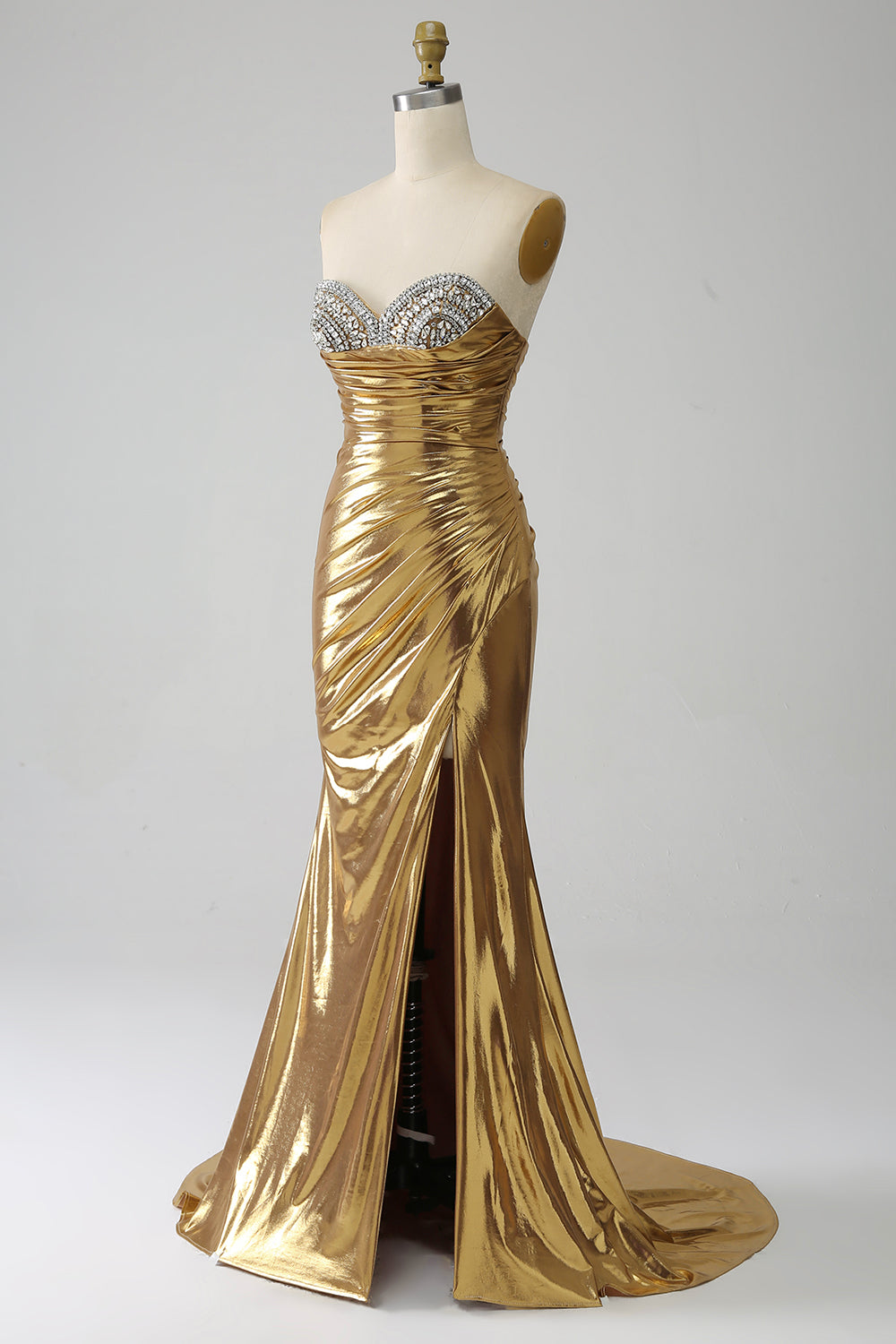 Golden Mermaid Abito da ballo lungo senza spalline con fessura