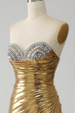 Golden Mermaid Abito da ballo lungo senza spalline con fessura
