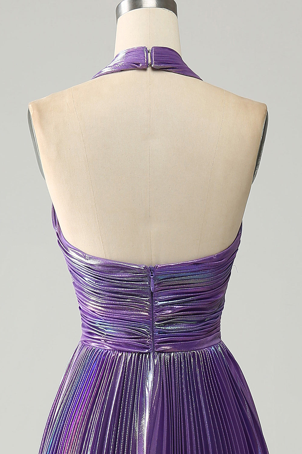 Sparkly viola Halter A Line Prom Dress con pieghe