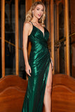 Verde scuro Sirena Spalline sottili Abito lungo da ballo con schiena scoperta