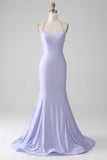 Fucsia Mermaid Halter Neck Backless Abito Lungo Prom