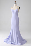 Fucsia Mermaid Halter Neck Backless Abito Lungo Prom