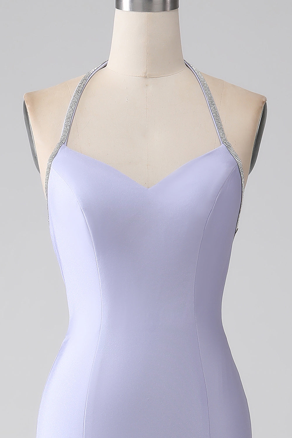 Fucsia Mermaid Halter Neck Backless Abito Lungo Prom