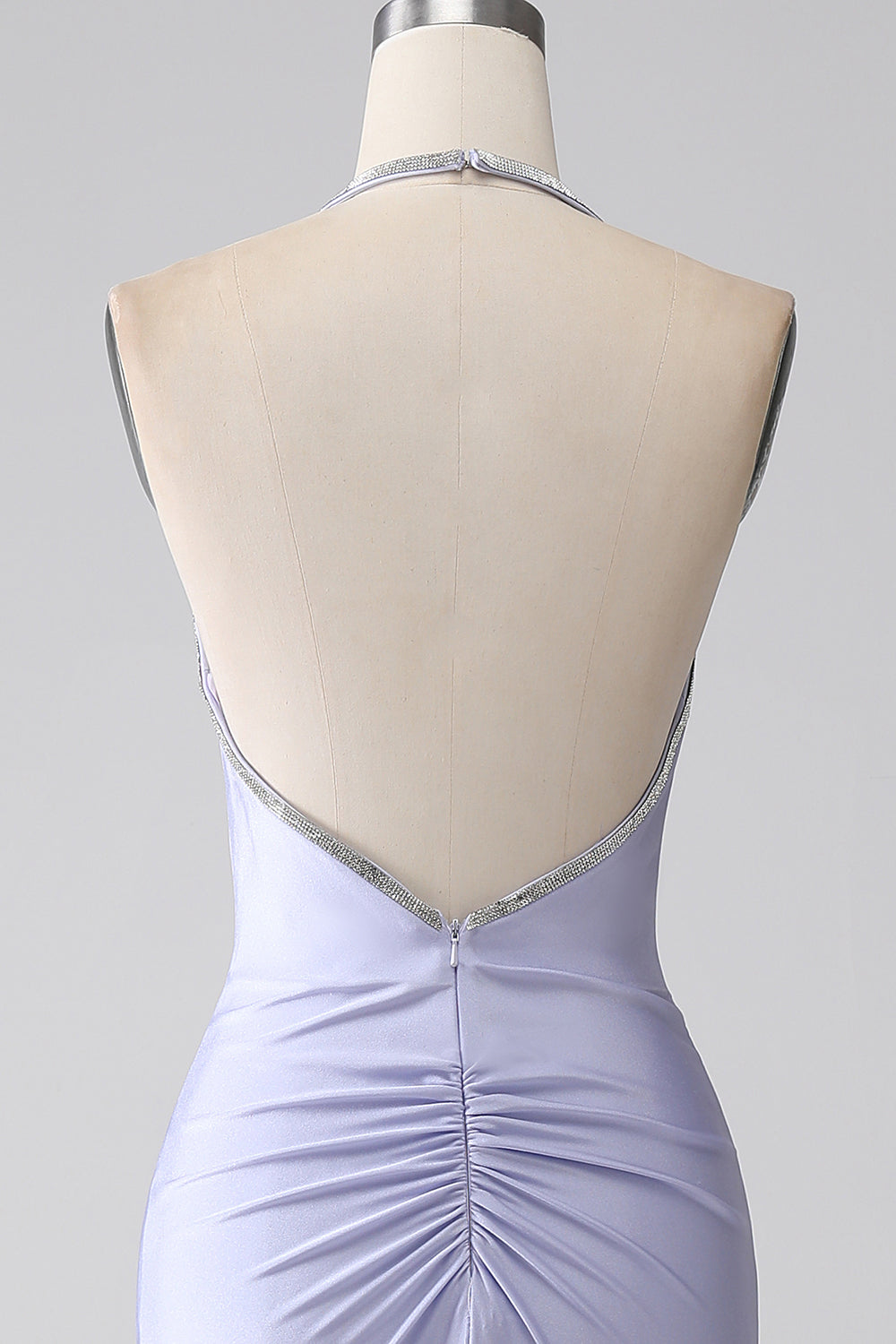 Fucsia Mermaid Halter Neck Backless Abito Lungo Prom