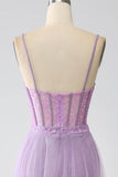 A-Line Lilac Spaghetti Straps Abito da ballo corsetto lungo
