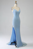 Sirena Blu Abito da ballo lungo con fessura
