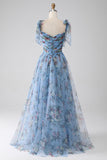 A-Line Lavanda Stampato Spalline Regolabili Abito Lungo Prom