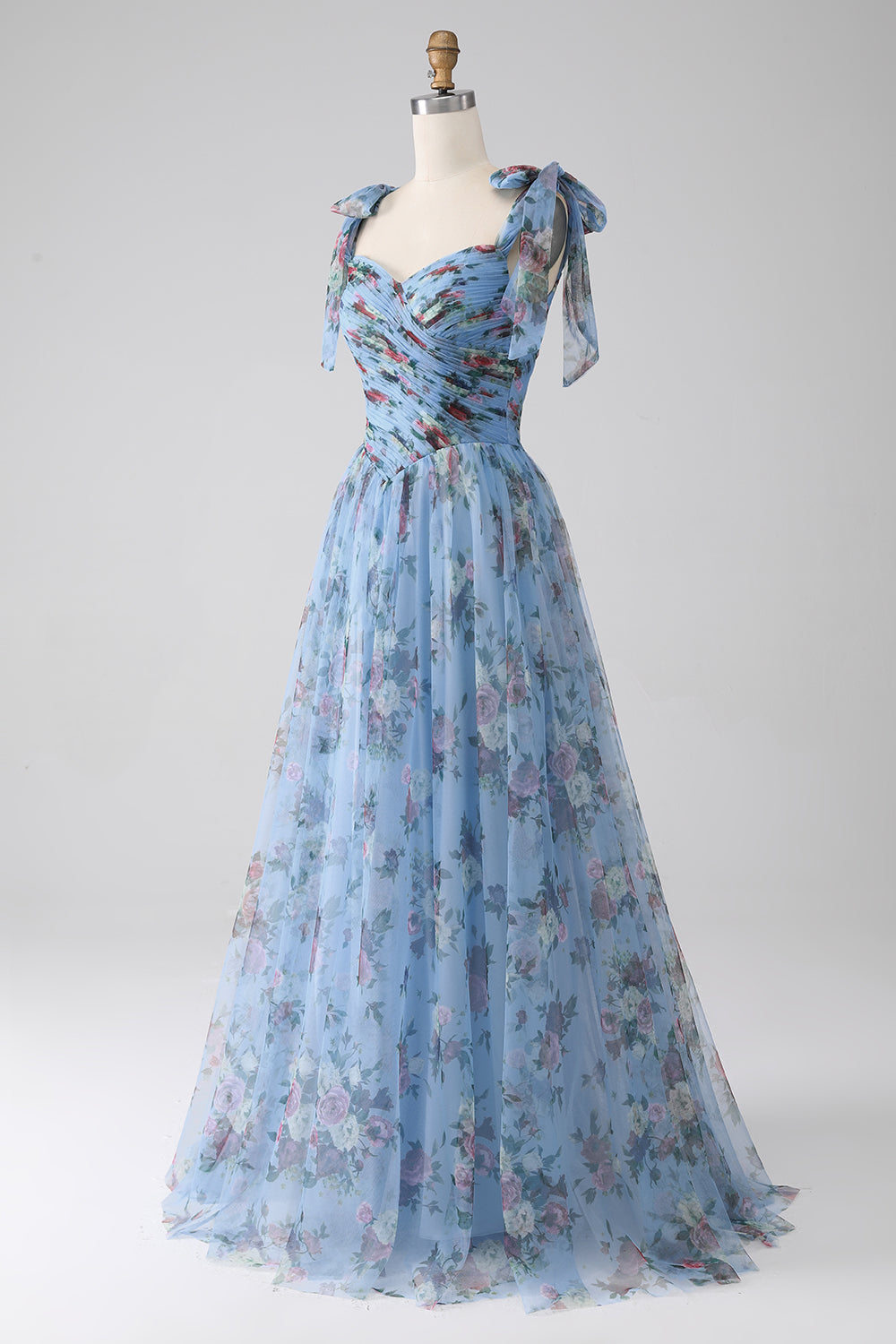 A-Line Lavanda Stampato Spalline Regolabili Abito Lungo Prom