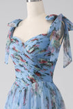 A-Line Lavanda Stampato Spalline Regolabili Abito Lungo Prom