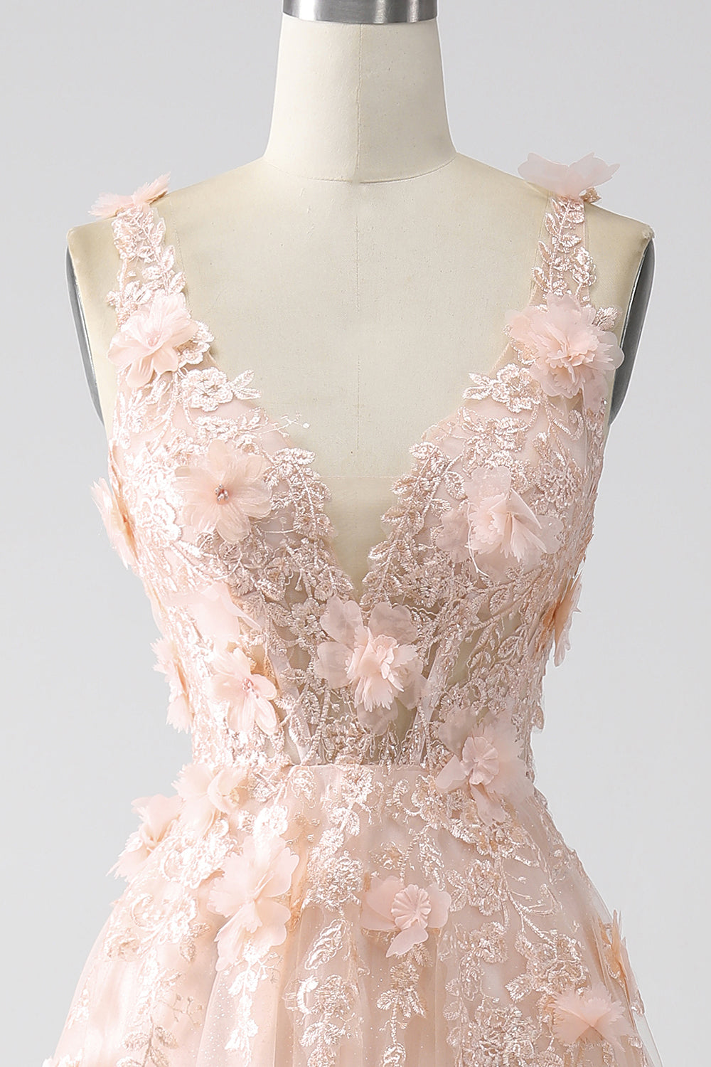 Blush A-Line Spaghetti Straps Abito lungo da ballo con applicazioni