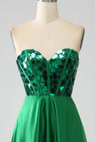 A-Line Sweetheart Abito da ballo corsetto verde scuro