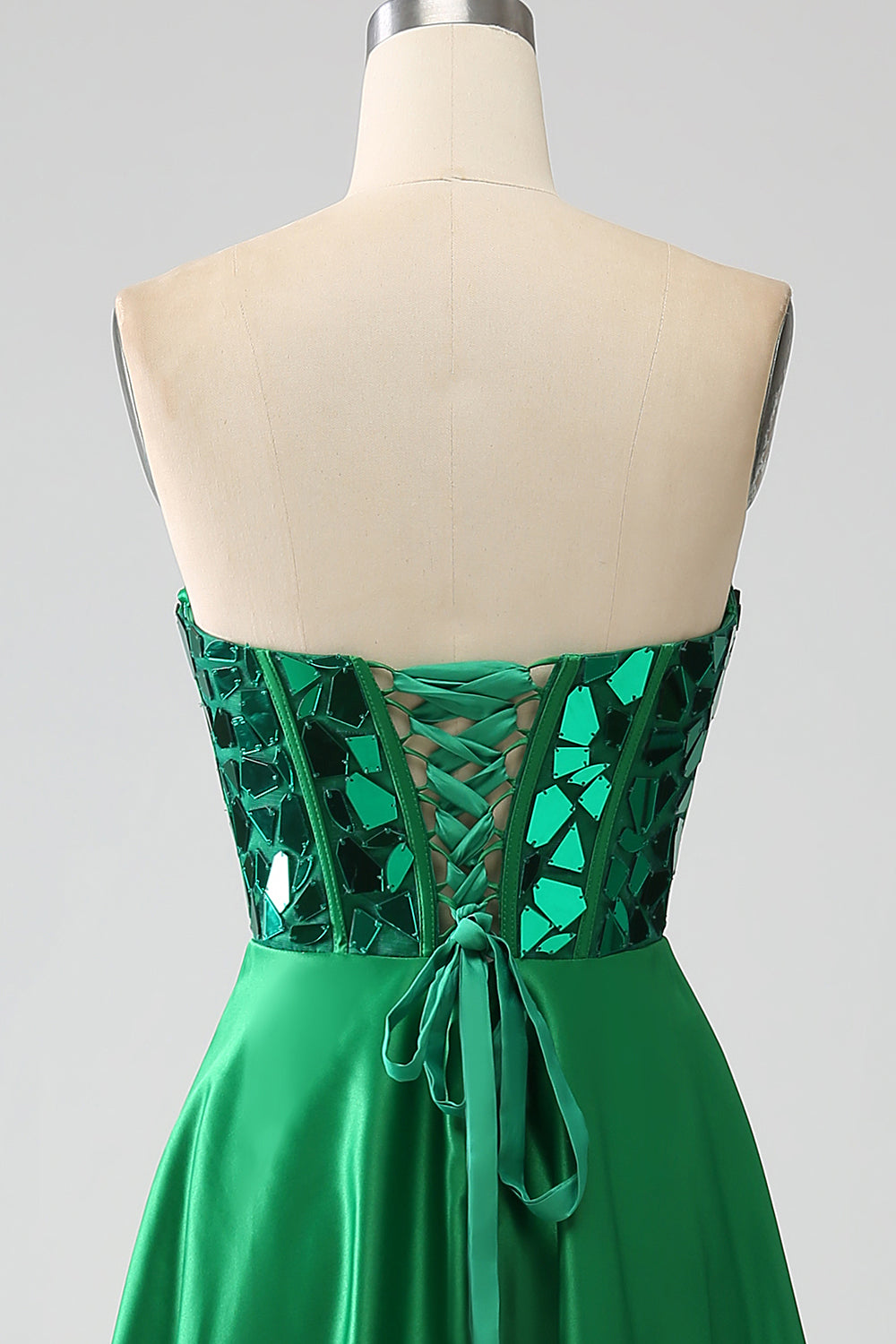 A-Line Sweetheart Abito da ballo corsetto verde scuro