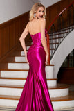 Scintillante Sirena Fucsia Corsetto Abito da ballo con Fessura