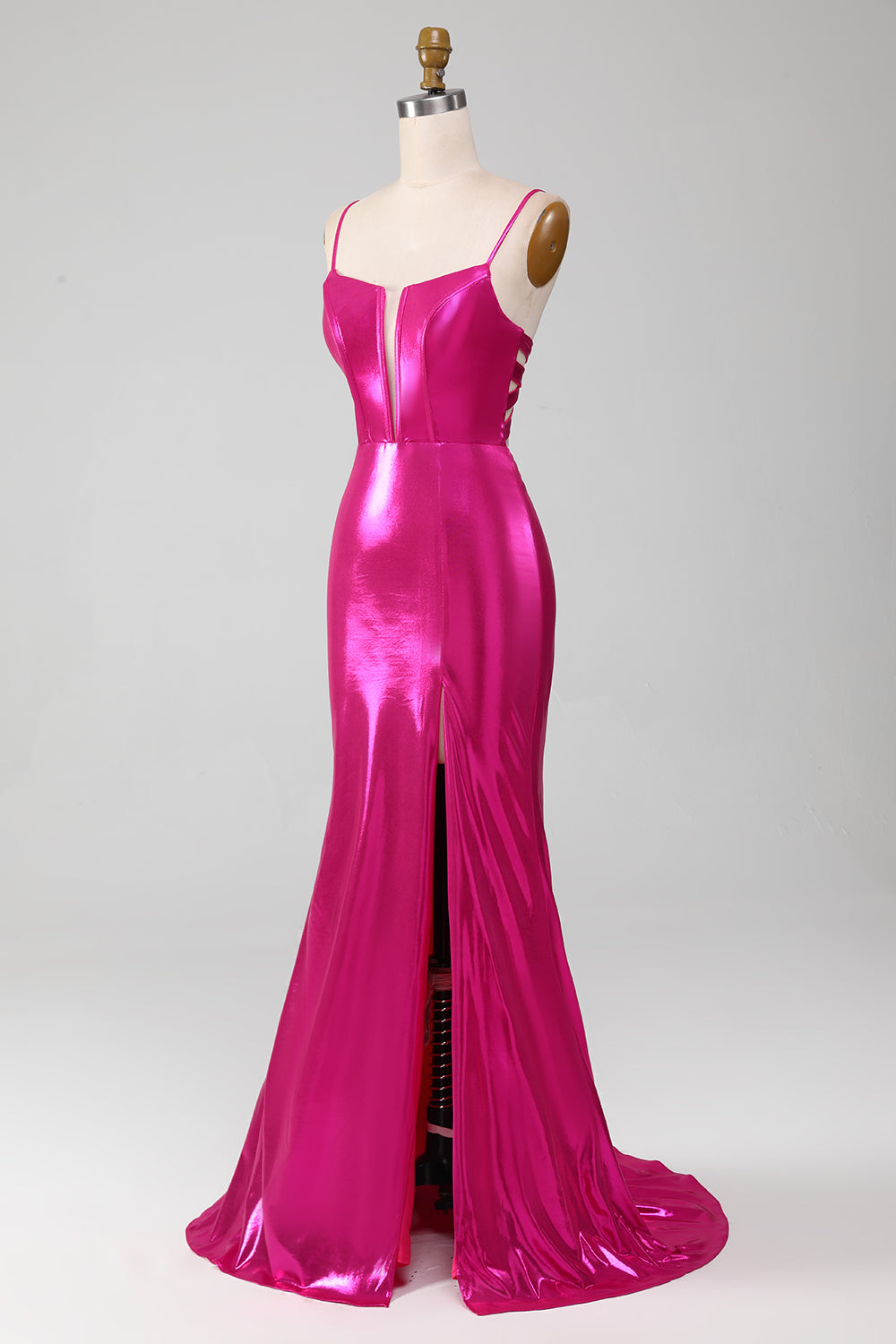 Sparkly Hot Pink Sirena Semplice Prom Dress con fessura