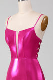 Sparkly Hot Pink Sirena Semplice Prom Dress con fessura