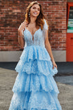 A più livelli Tulle Sweetheart Bow Tie Straps Paillettes Prom Dress con appliques