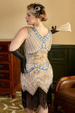 Paillettes albicocca 1920s Plus Size Dress con set di accessori anni '20
