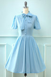 Abito Blue Vintage anni '50 con Bowknot