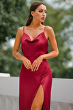 Abito lungo da ballo bordeaux con sirena