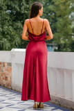 Abito lungo da ballo bordeaux con sirena