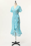 Estate Borgogna Stampa Wrap Dress Casual