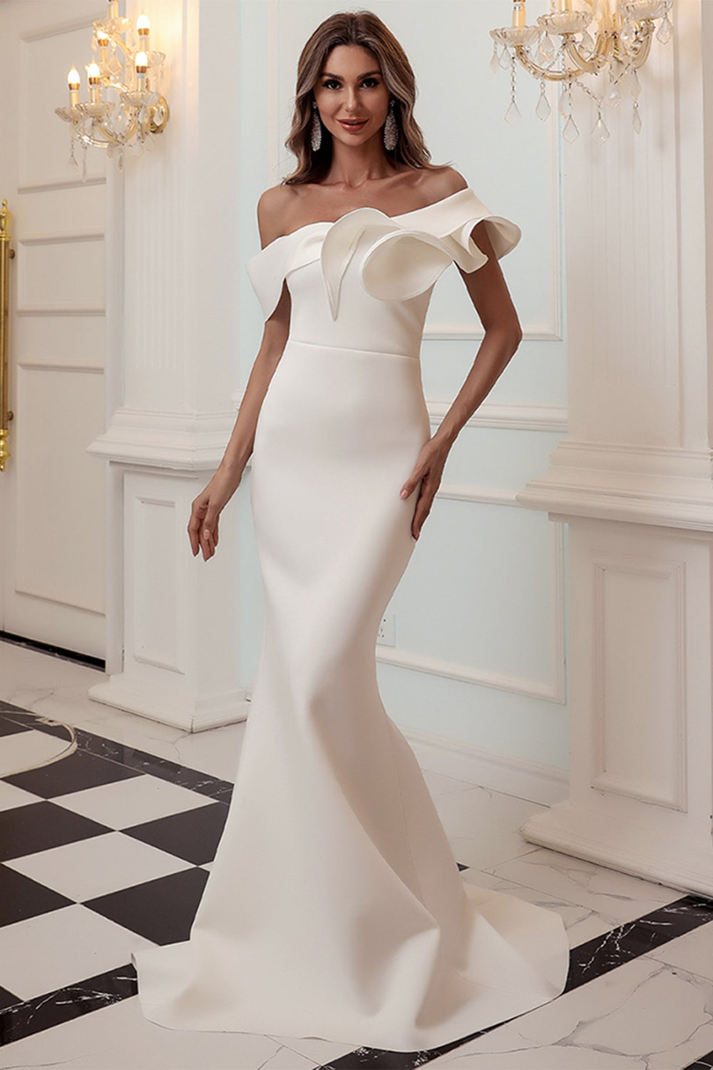 Una spalla Sirena Borgogna Prom Dress
