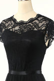 Abito da festa classico A Line Black con pizzo