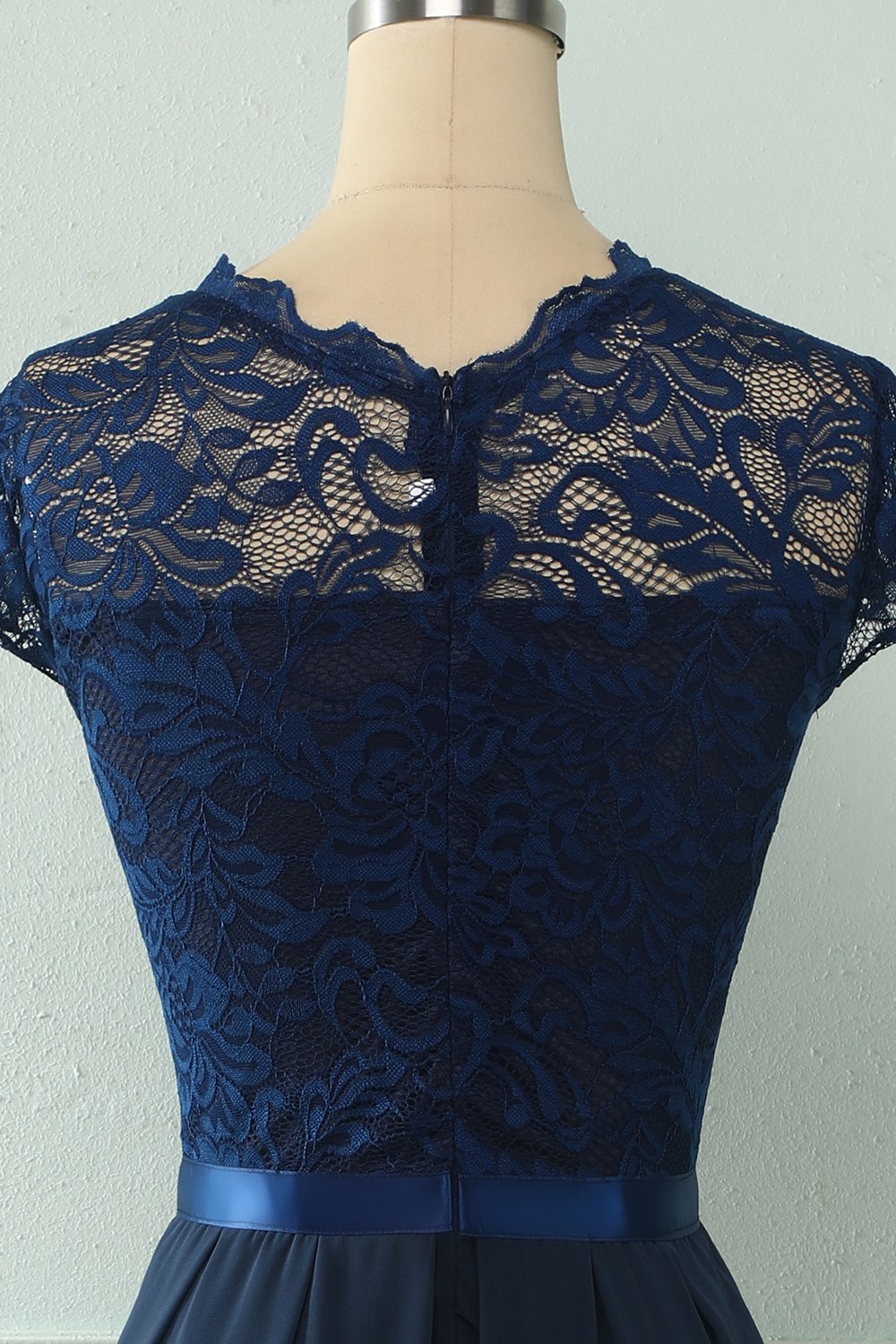 Navy Midi Pizzo Abito da Sposa