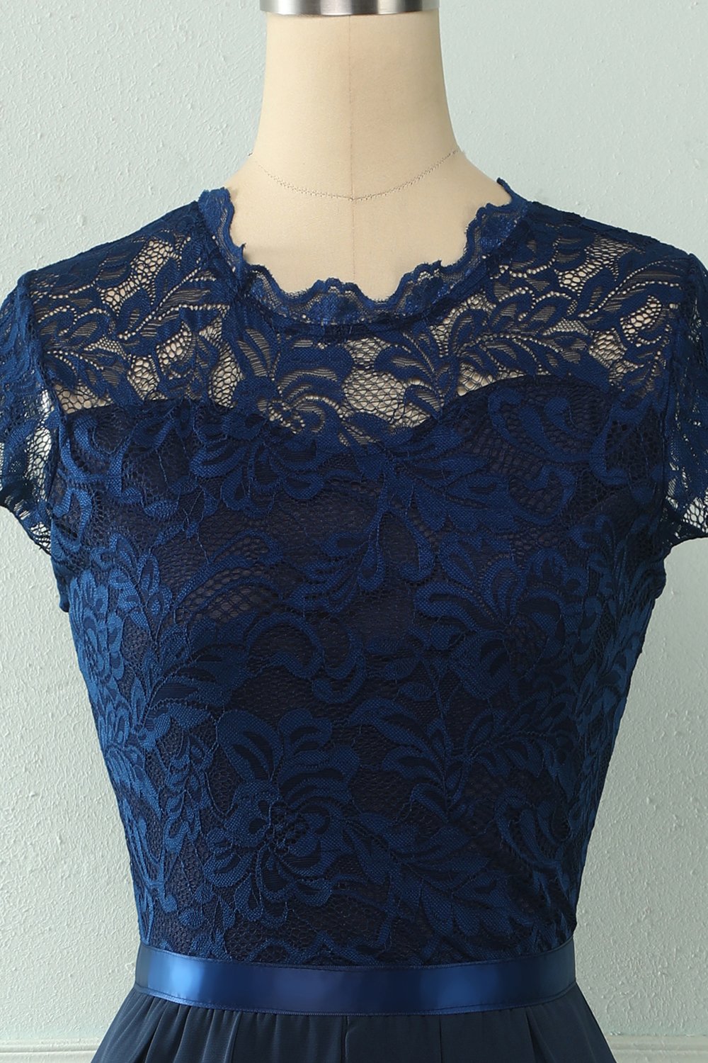 Navy Midi Pizzo Abito da Sposa