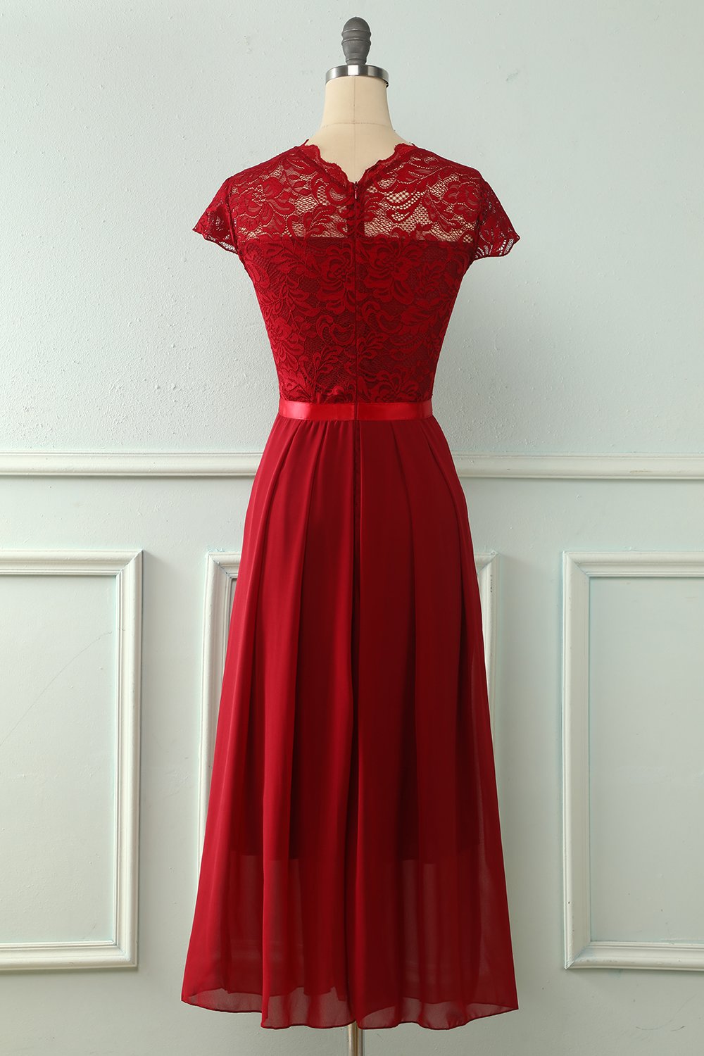 Navy Midi Pizzo Abito da Sposa