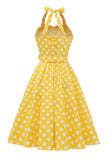 Halter Blue Polka Dots Abito anni 50