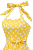 Giallo Pois Pin Up Abito Vintage