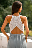 Grigia schiena aperta lungo abito formale in pizzo