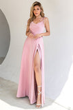 Blush Spaghetti Straps Abito Lungo Prom con Spacco