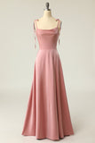 Blush Spaghetti Straps Abito Lungo Prom con Bowknot