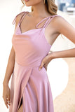 Blush Spaghetti Straps Abito Lungo Prom con Spacco