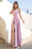 Blush Spaghetti Straps Abito Lungo Prom con Spacco
