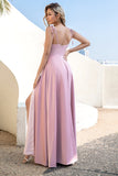 Blush Spaghetti Straps Abito Lungo Prom con Spacco