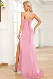 Verde scuro Sirena Spalline sottili Satin Abito da ballo con Split Front