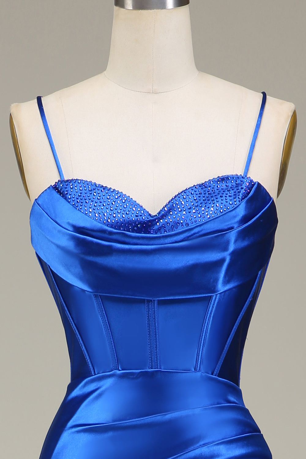 Blu Reale Sirena Spalline sottili Abito lungo da ballo con fessura