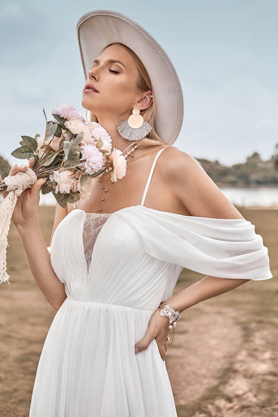 Flirla Vesto boho estivo da donna con stampa floreale, spalle
