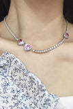 Collana Tonda Rosa con Strass Cuore