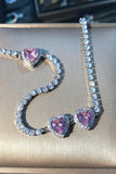 Collana Tonda Rosa con Strass Cuore